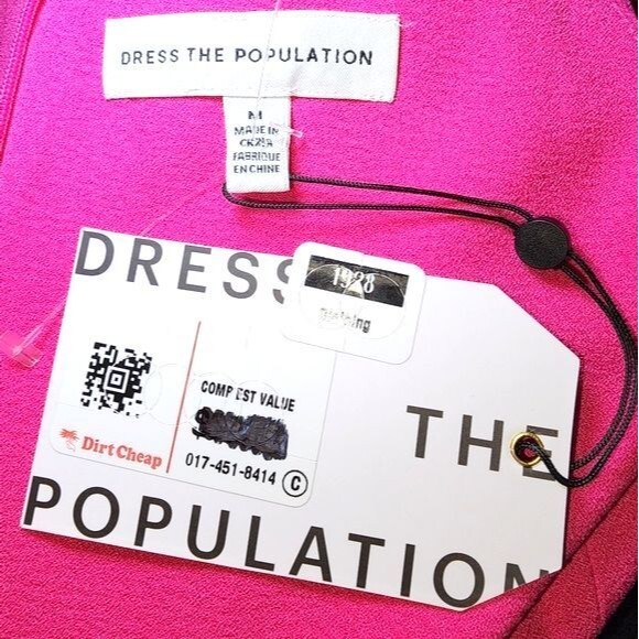 Dress The Population Iris Bright Fuschia Crepe Slit Gown Size M - Picture 9 of 12